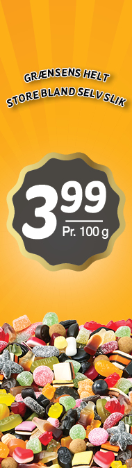 Bland selv slik KUN DKK 3,99 pr. 100 g