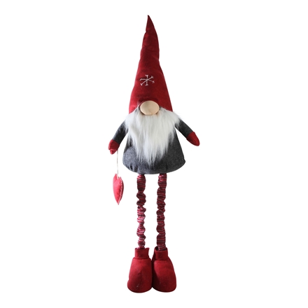Nisse med Teleskopben i Grå/Rød H65 - H130 cm