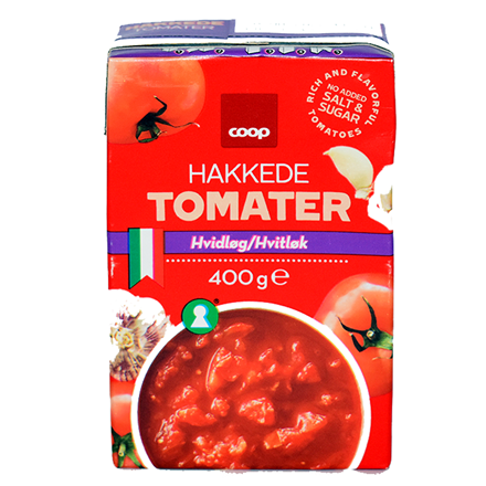 Hakkeede Tomater med hvidløg 400 g