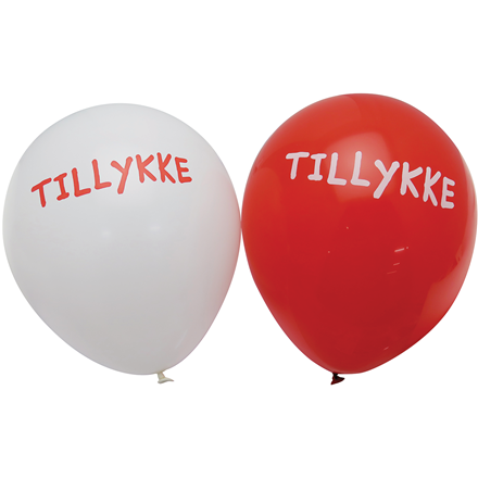 Ballon 6 Stk 25 Cm Tillykke Rød/Hvid