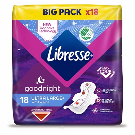Libresse Night Ultra Large+ Wing Big Pack 18 stk