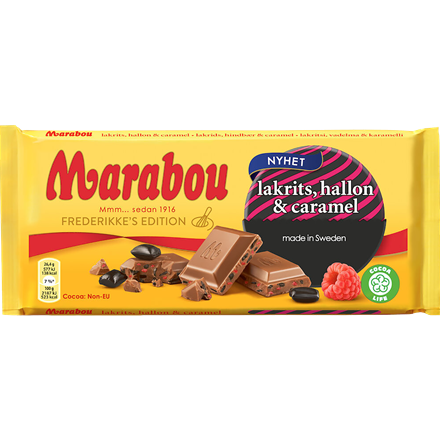 Marabou Lakrids, Hindbær & Caramel 185 g