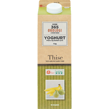 365 Økologi Yoghurt Pære/Banan 1 l