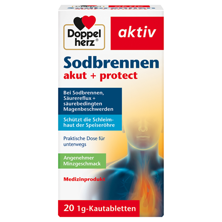 DH Halsbrand og mavesyre akut + protect 20 Tyggetabletter