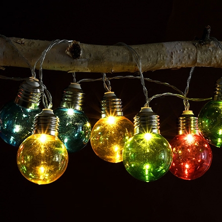 Led Lyskæde m/10 Flerfarvet Led Pærer 