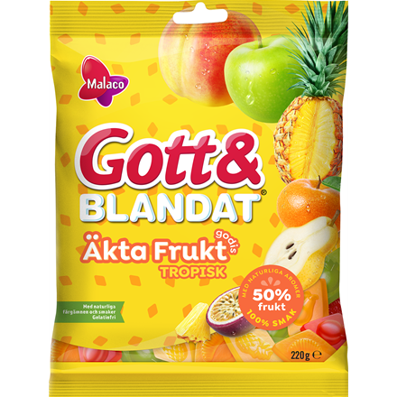 Malaco Godt & Blandet Ægte Frugt Tropisk 220 g