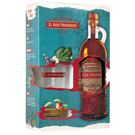 El Ron Prohibido Reserva 12 GB mit Glas 40% 0,7 l