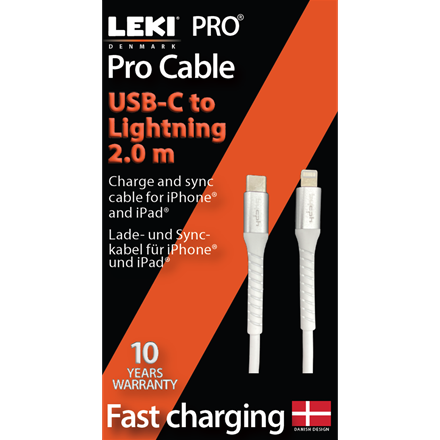 Leki bycph Pro Cable - USB-C to Lightning 2.0 m Hvid