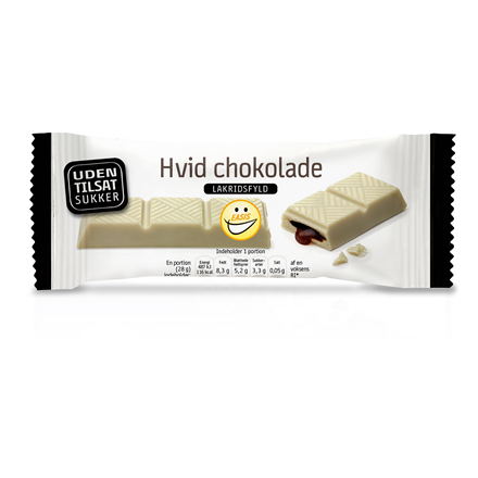 EASIS Hvid Chokoladebar, Fyld Med Lakridssmag 28 g