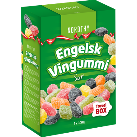 Nordthy Travel Box Sur Engelsk Vingummi 600 g