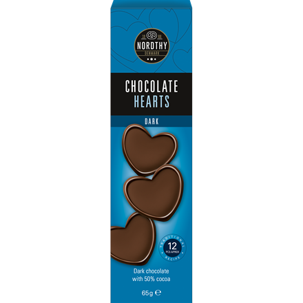 Nordthy Chokoladehjerter Mørk 65 g