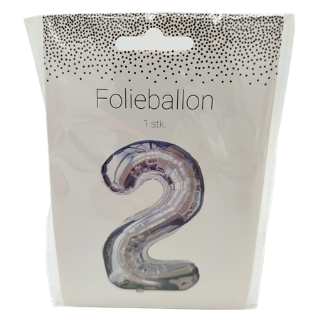 Folieballon Nr. 2 60 Cm Sølv