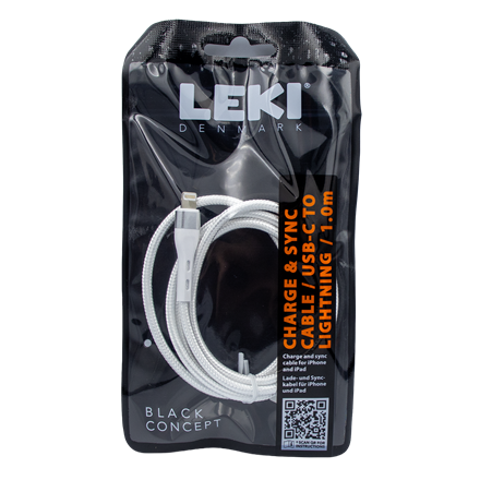Leki Denmark Braided White CableUSB-C to Lightning 1.0 M