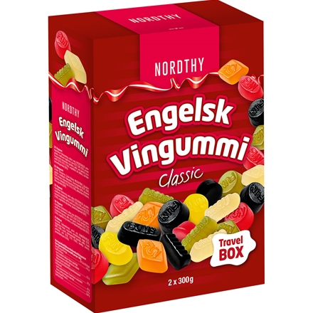 Nordthy Travel Box Engelsk Vingummi 600 g