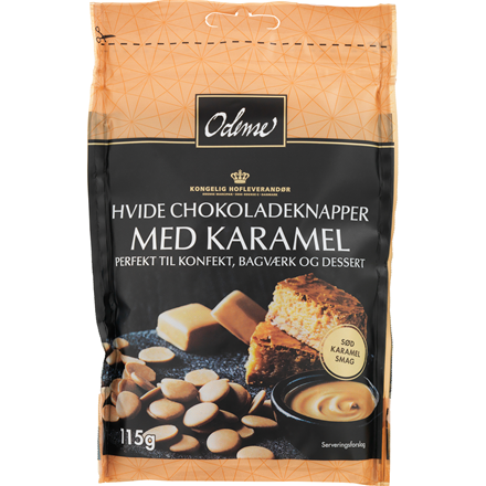 Odense hvide Chokoladeknapper med karamel 115 g