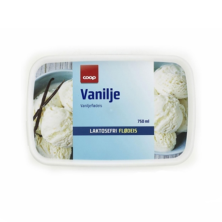 Coop Laktosefri Flødeis Vanilje 750 ml