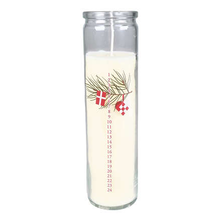 Kalenderlys i Glas Dansk Jul Hvid 21cm