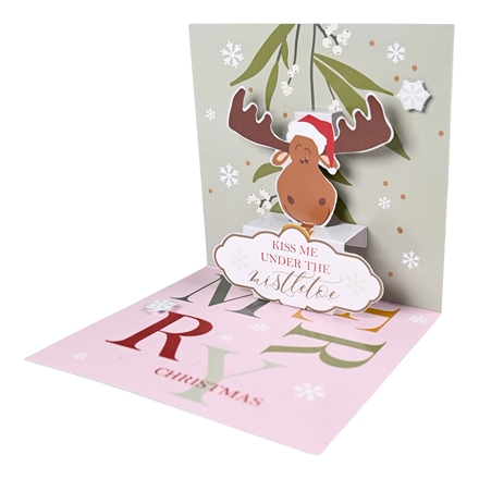 Pop-up kort Rød Glitter