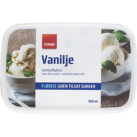 Coop Sukkerfri Vanilje Is 800 ml