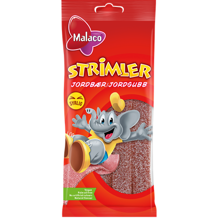 Malaco Strimler Jordbær 80g