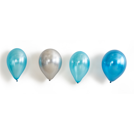 Ballon Blå/Sølv 4 stk 35 cm