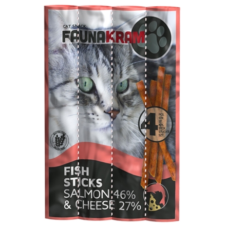 Faunakram Cat Snack Stick Salmon and Cheese 4 x 5 g