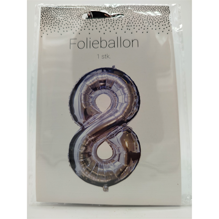 Folieballon Nr. 8 60 Cm Sølv
