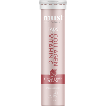MUST Essentials Collagen & Vitamin C Tabs Strawberry 20 stk. 80 g