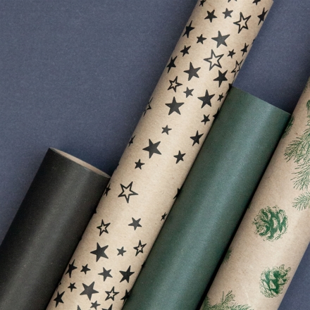 Gavepapir kraft 70gr 70cmx2m 4 ass