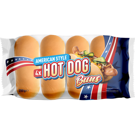 BUNS Hot Dog Brød 4 Stk. 250 g