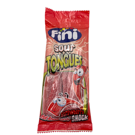Fini Sour Jordbær Strips 90g