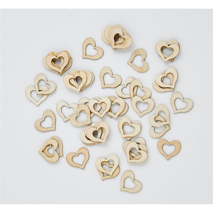 Strøpynt Træ 50 stk Hjerter 2,5x2 cm
