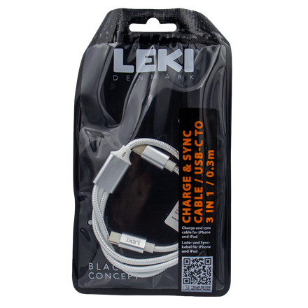 Leki Denmark Braided White Cable3 in 1 0.30 M