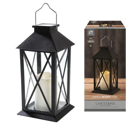 Solar Lanterne m. Led Lys H: 28 cm x W:14 cm