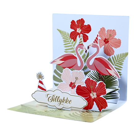 Pop-up kort Flamingo
