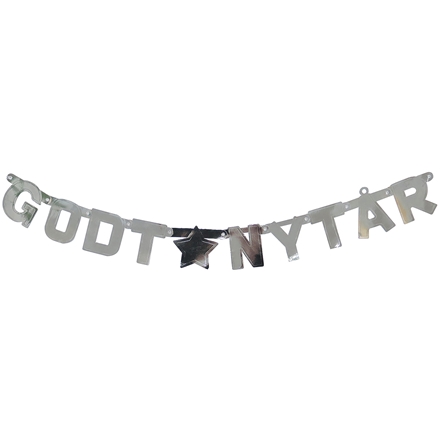 Guirlande "Godt Nytår" Sølv