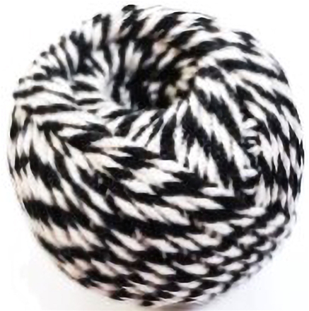 Gavebånd bomuld 40m sort/hvid snoet