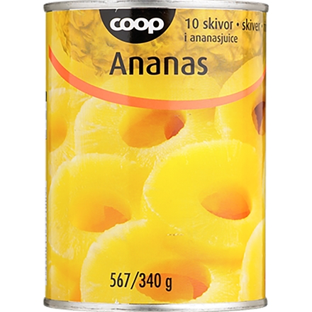 Ananas i skiver 340 g