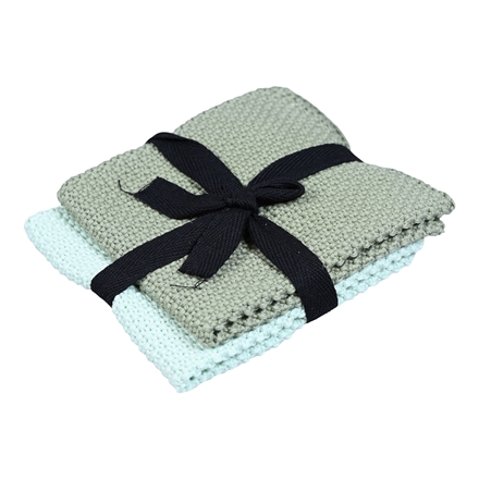 Strikkede Karklude 2-Pak Grøn/Lysgrøn