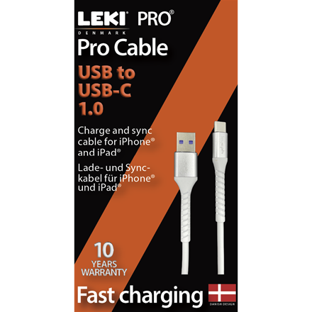 Leki bycph Pro Cable - USB to USB-C 1.0 m Hvid