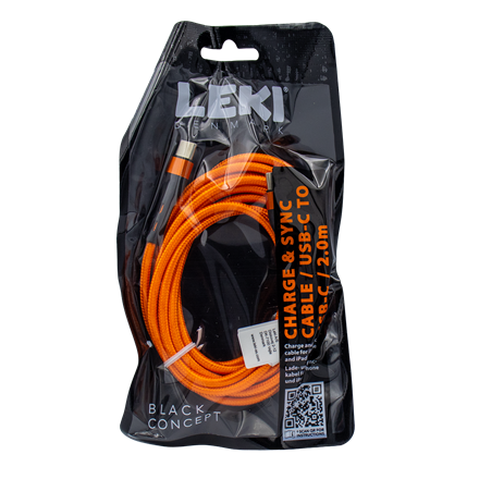 Leki Denmark Braided Orange CableUSB-C to USB-C 2.0 M