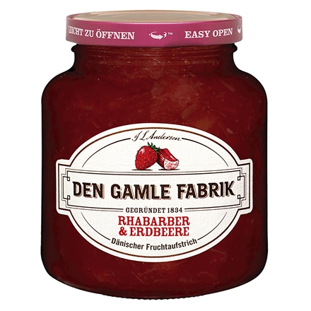 Den Gamle Fabrik Rabarber-Jordbær Marmelade 380g