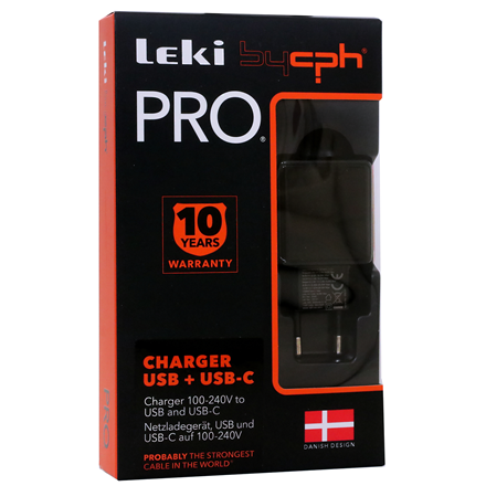 Leki bycph PRO 220V Adaptor Lader - Sort