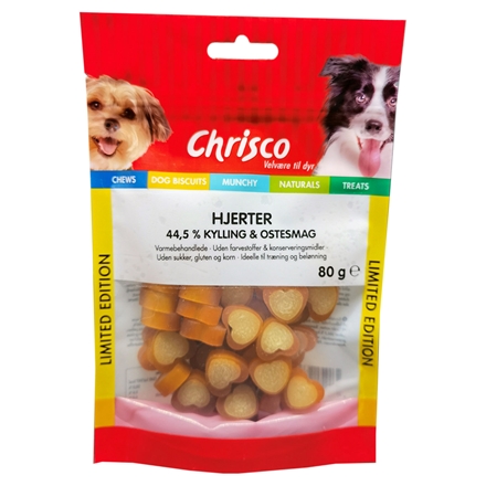 Chrisco - Hjerter m. Kylling & Ost 80g