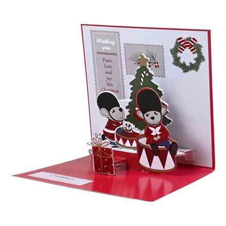 Pop-up kort Den lille garder med rød glitter