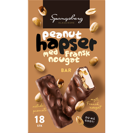 Spangsberg Peanuts Hapser Bar m/fransk nougat 504g