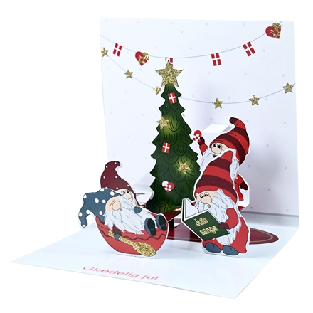 Pop-up kort Santa Petit med guld glitter
