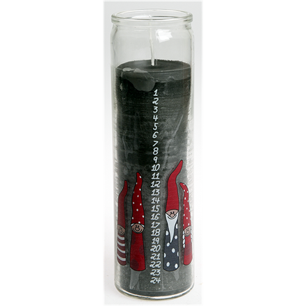 Calendar candle in glass Silly Santa