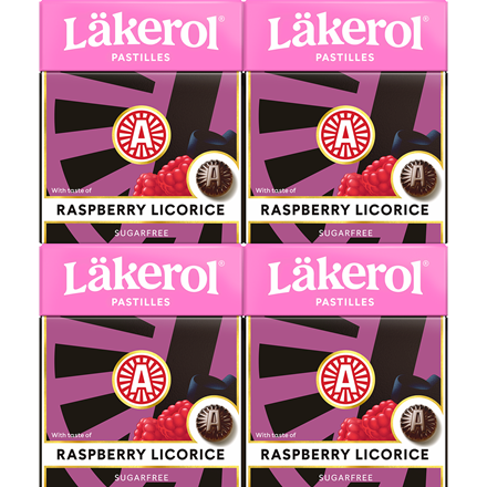 Läkerol Red Raspberry Licorice 4-pak