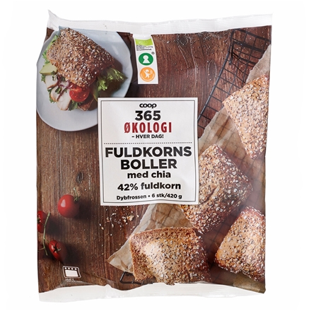 365 Økologi Fuldkornsboller m. Chia 420 g